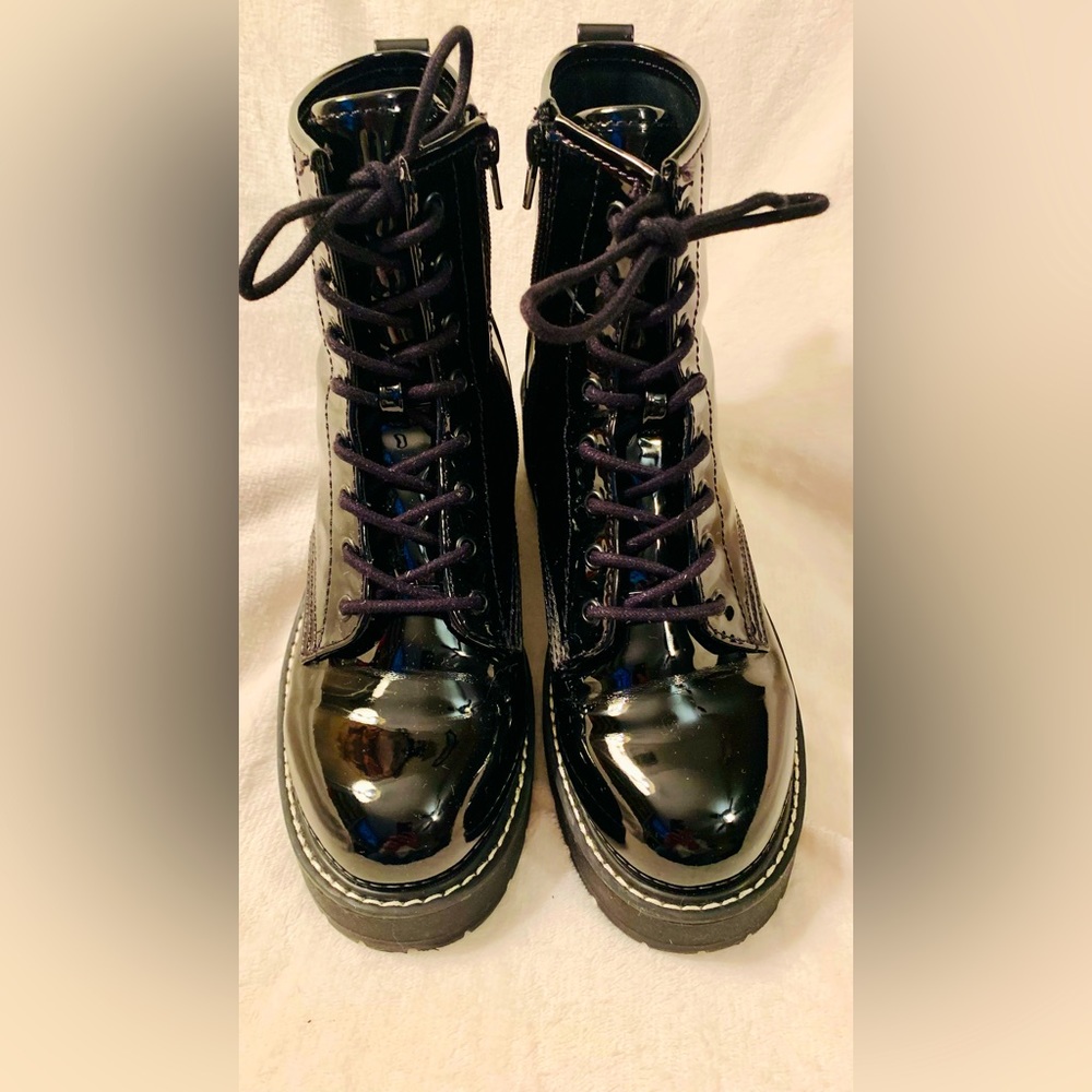 Steve Madden patent leather combat boot